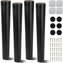 Luabue Wooden Furniture Legs 30cm Black Chair Legs Bed Legs Set of 4, 12 inch Solid Rubber Wood Sofa Legs Coffee Table Legs Black Sofa Feet Furniture