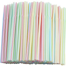 Striped Flexible Plastic Drinking Straws 8 inch 300 Pack