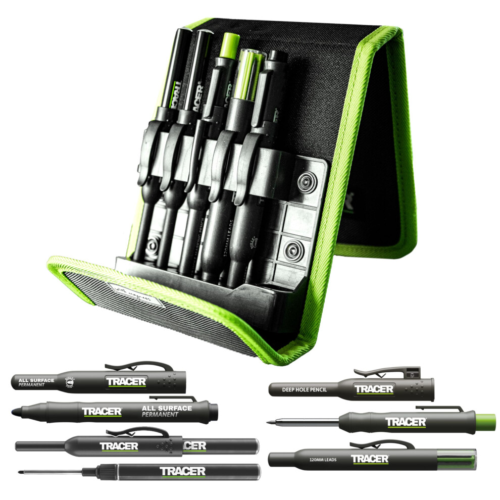 Tracer Pencil 5 Piece Construction Marker Kit with Storage Case - Carpenters Pen-image-OPC-PWPNXJP-NEW
