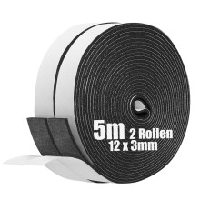SDLDEER Foam Tape, Self Adhesive Foam Strip 12mm(W) X 3mm(T) X 5m(L) Weather Stripping Door Seal Strip, Draft Excluder for Windows Door, Anti-Collisi
