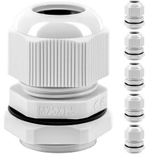 Gorffy Cable Gland Set, 6 Pieces, IP68 Cable Grommet, Waterproof M25, Cable Glands for Outdoor Garden Control Box, Junction Box, Plastic Nylon Cable