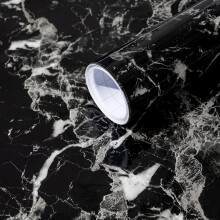 Arthome Black Silver Marble Contact Paper,60cmx500cm Self Adhesive Wallpaper,Peel and Stick Paper Removable Decorative Film for Desk,Kitchen,Countert