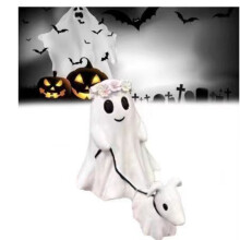 Ghost and walking dog resin statue Halloween decoration