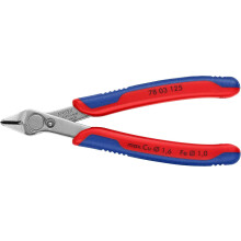KNIPEX Electronic Super Knips Electronics Diagonal Cutter, 125 mm, Soft Wire (Copper) to 1.6 mm, Medium Hard Wire to 1 mm, Wire Cutter, 78 03 125