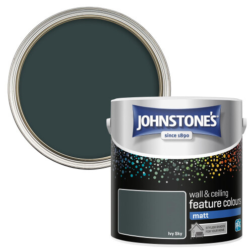 Johnstone's Johnstone's Feature Colours Paint, Ivy Sky, Matt Finish, 35m2 Coverage per Tin,
