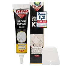 Ispar Tile Grout, 250 g Black Grout Reviver, Fast Drying Premixed Grout Repair Kit with Spatula, Ideal for Bathroom, Kitchen & Floor Tiles Renewal