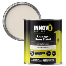 INNOV8 COATINGS GARAGE DOOR PAINT - 750 ml - DIY - NO PRIMER OR TOP COAT - SATIN - FAST DRY - EXTERIOR DOOR PAINT - Metal & uPVC - Clotted CREAM - In