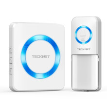TECKNET Wireless Doorbell, IP65 Waterproof Plug in Doorbell with Battery Operated Push Button, Door Bells Wireless Cordless Door Chime Kit, up to 400