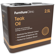 Furniture Clinic Teak Oil For Wood - 2.5L - Restore & Prevent Drying of Indoor & Outdoor Wooden Garden Furniture