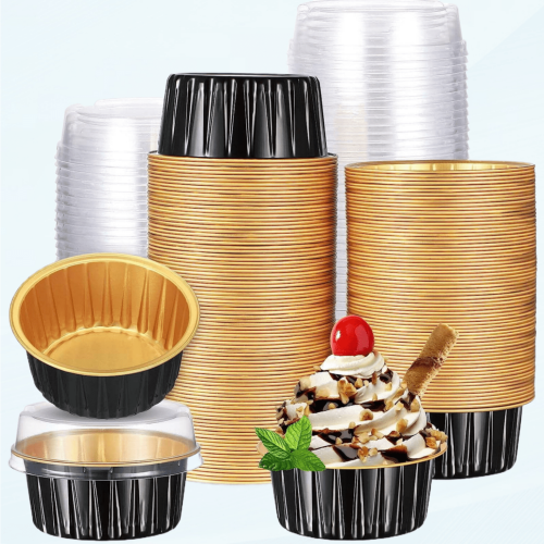 Aluminum Foil Baking Cups with Lids 150 pcs