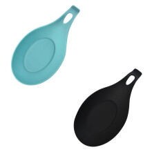 Juego de alfombrillas de silicona para parrilla y almohadillas para cucharas, color negro y azul (2 piezas)