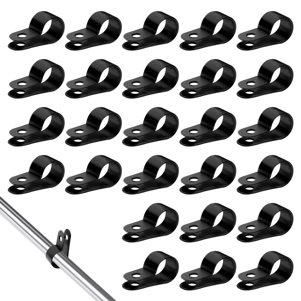 100 Pcs R Type Cable Clips, 1/2" Nylon P Clips, Black Cable Cleats, Wire Clamp For Electrical Wire Conduit Cables Management 5006159309570