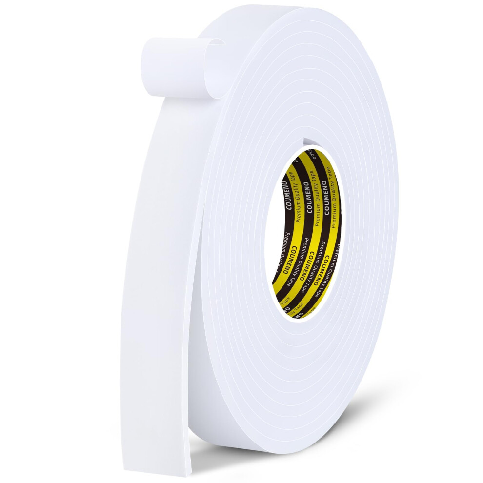 Coumeno Single Sided Foam Tape, 30Mm X 5M, Self-Adhesive White Foam Seal Tape For Insulation & Window Sealing, Waterproof Draft Excluder For Doors, W 5000376521616