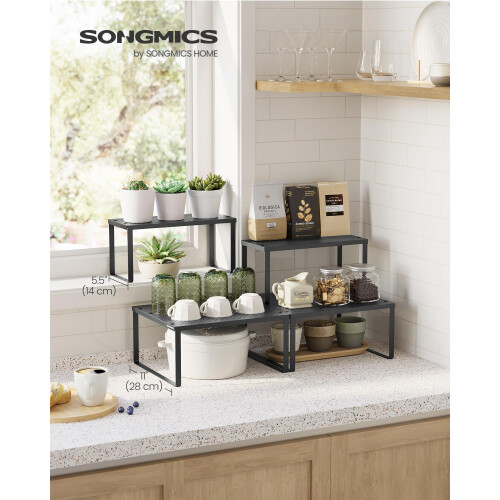 Songmics SONGMICS Spice Racks, Set of 2 Cupboard Organisers, Kitchen Storage, Stackable, 1