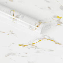 Decoroom Marble Effect Self Adhesive Vinyl Wrap 40x300cm, Marble Golden Granite Sticky Back Plastic Roll, Waterproof Flim, Peel and Stick Wallpaper f