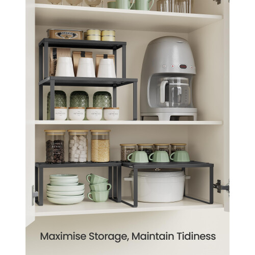 Songmics SONGMICS Spice Racks, Set of 2 Cupboard Organisers, Kitchen Storage, Stackable, 2