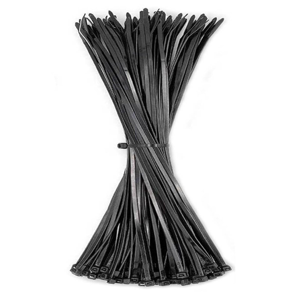Black Cable Ties, Pack Of 100, 300Mm X 3.6Mm Tie Wraps 12" Premium Nylon Zip Ties, Secure Self-Locking Mechanism, Multi-Purpose Plastic Tie Wraps, Fo 5008797818353