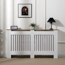 AVC Designs Large Radiator Cover Modern Design Vertical Slats White/Oak…