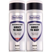 Bartoline Direct to Rust Multi-Surface Paint Black 400ml Matte Finish All-in-One Spray Paint for Metal, Wood, Plastic and Ceramic No Primer Needed Fo
