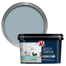 V33 Renovation Multi-Surface Paint - No Undercoat Needed - Over 20 Surfaces - Resistance to Water Stains & Impact - High Coverage - Grey Blue Satin 2