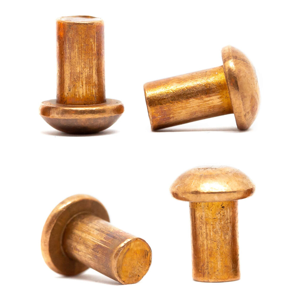 M4 (4Mm X 10Mm) Solid Copper Round Head Rivets Din 660 (Pack Of 20) - D01d 4X10_20 5009076109001