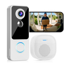 Wireless Doorbell Camera with Chime,2K HD Smart 2.4G WiFi Door Bell Cameras,Head