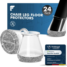 24 Pcs Chair Leg Floor Protectors, Transparent Silicone Chair Leg Caps with 360 wrapped felt pad for Hardwood Floors, Floor Protectors for Furniture
