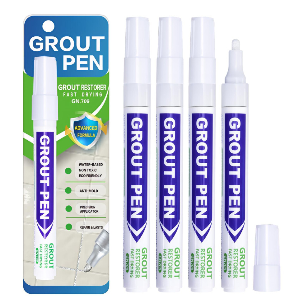 White Grout Pens For Tiles, 4 Pack Waterproof Paint Marker Grouting Pen Bathroom 5006043234476
