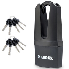Maudex MDE60 Heavy Duty Padlock with 10 Keys - [Anti Drill, Anti Pick Cylinder] - [Closed Shackle] - Outdoor Padlock for Shed, Gate, Garage, Contain
