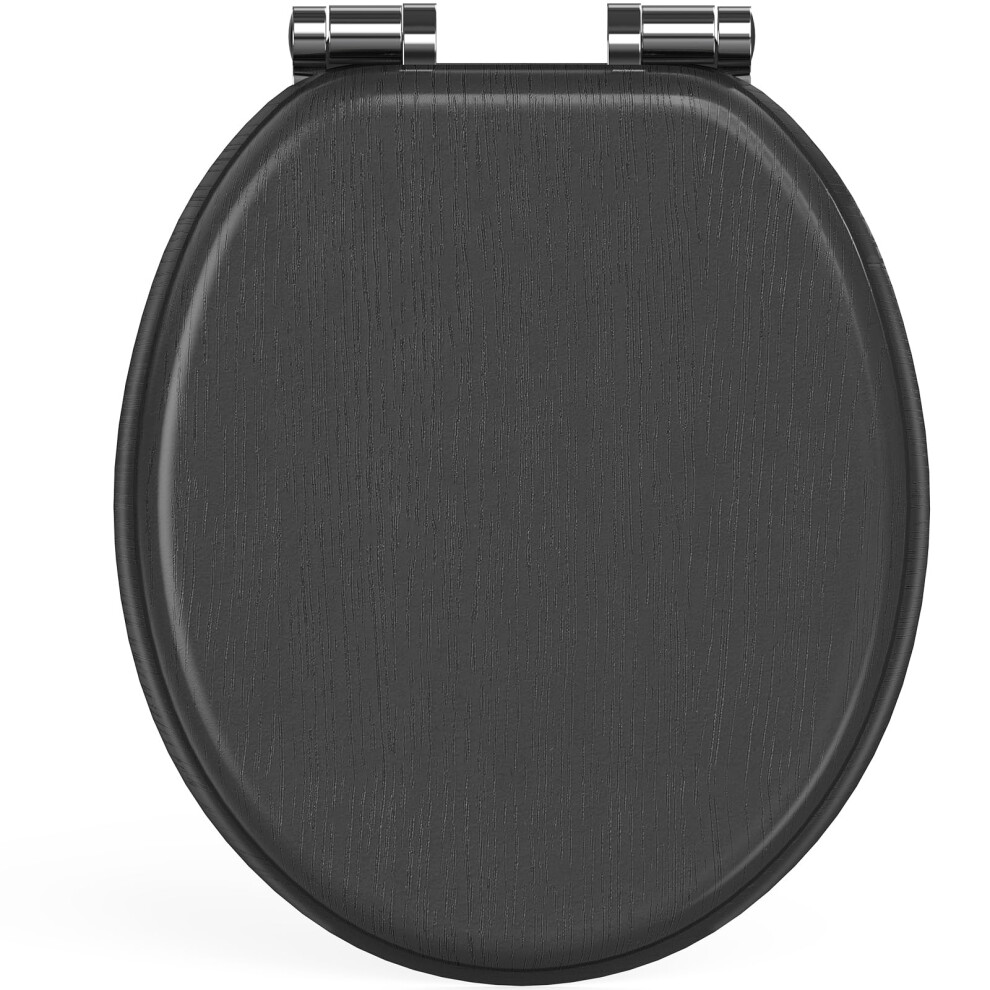 Pipishell O-Shaped Wooden Toilet Seat With Soft-Close Mechanism And Smooth Metal Hinges, Mdf Slow Close Toilet Seat & Lid, Easy Assembly & Cleaning, 5001362569537