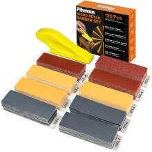 180 PCS Mini Detail Sanding Kit, 80-1000 Grit Sandpaper with Finger Sanding Blocks for Small Areas and Corners, Ideal for Woodworking, Furniture Repa