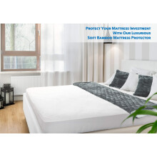 PlushDeluxe Premium Bamboo Mattress Protector – Waterproof, Hypoallergenic & Ultra Soft Breathable Bed Mattress Cover & Protection -Free PVC, Phthal