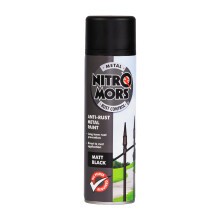 Nitromors Matt Black Metal Spray Paint 500 ml - UV & Fade Resistant for Metal Doors, Garden Furniture, Gates - No Primer Needed Rust Protection