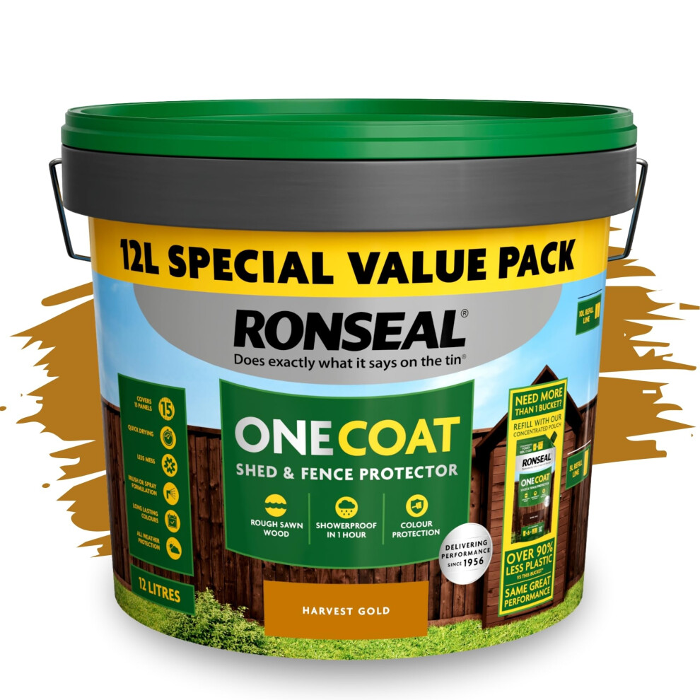 Saving Hub One Coat Fence Paint 12L- Garden Wood Stain - Outdoor Shed & Timber Protection For Fencing, Trellis & Panels - Weather Resistant, Matt Fin 5005560283219