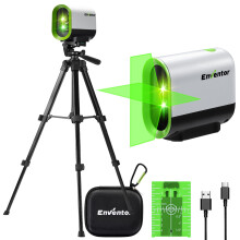 Enventor Rechargeable Laser Level with Tripod, 25M 2200mAh Li-ion Battery Green Laser Level Self Leveling with Pulse Mode, 7 Hours Working Time, Swit