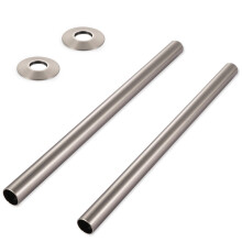 VANCOCO 2Pcs 300mm15mm Radiator Pipe Sleeves, Satin Nickel Radiator Collars Cover Pair Radiator Pipe Covers