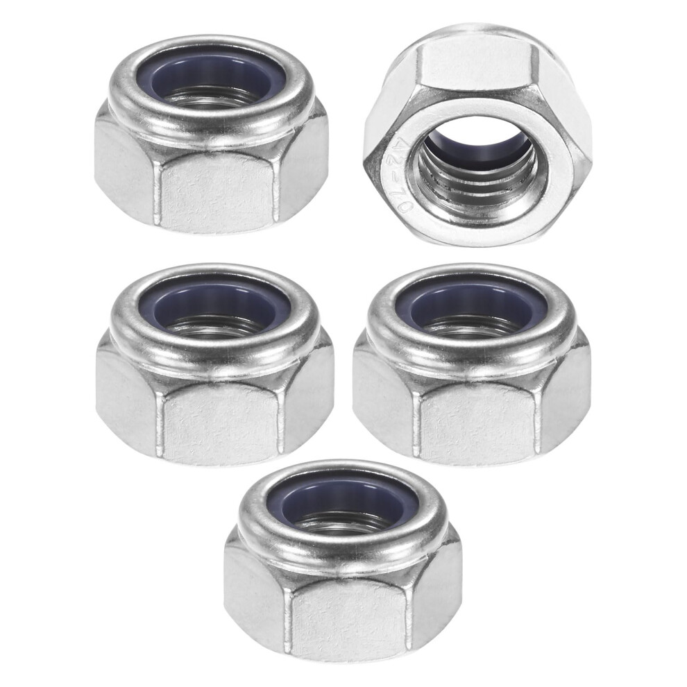 M Meterxity 5-Pack Nylon Insert Hex Lock Nuts, M22 X 2.5Mm Thread 304 Stainless Steel Self-Locking Locknuts Hexagon Nut Metric Nuts For Machinery/Hom 5006400875274