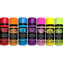 Inspired Essentials 7 x Fluorescent Bright Neon Spray Paint Aerosol DIY Graffiti Extra Bright Assorted Colours Paint Blue Green Orange Pink Yellow Re