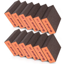 Sruhrak Sanding Block 12 Pieces Hard Sanding Sponges, 80/100/120/180/320/400 Grits Wet Dry Reusable Sanding Pads for Wood, Plastic, Drywall and Metal