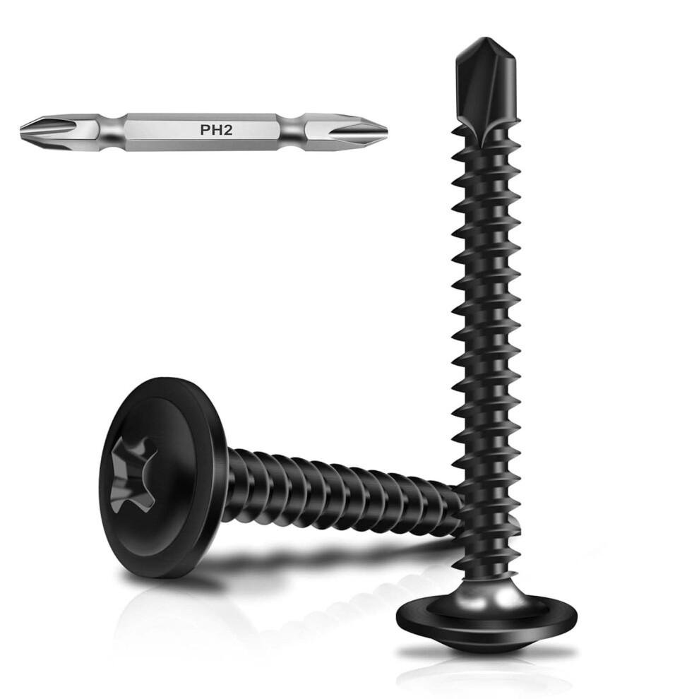 Wavanta 50Pcs Self Tapping Screws, M4.8 X 50Mm Wafer Head Self Drilling Screws For Metal, Stainless Steel Self Tapping Screw, Black Oxide, Tek Screw 5006896440192
