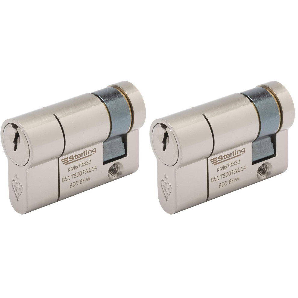 Sterling Bs1 Esn1130 Enhanced Police Approved Secured By Design Euro Door Cylinder, Satin Nickle, 11X30mm (41Mm) (Pack Of 2) 5008322847704