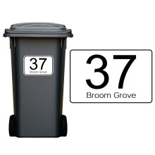 proautocss 4 x Bin Numbers for Wheelie Bins, Personalised wheelie bin stickers, Dustbin numbers stickers with House Number Street Name, Bin Labels Th
