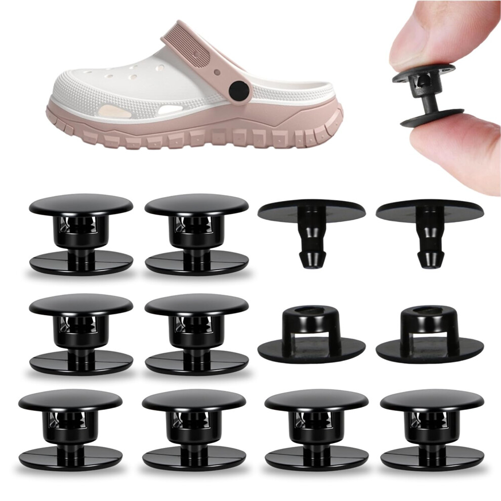 10 Pcs Black Screw Rivets Â Replacement Croc Strap Buttons For Shoes, Durable Plastic Rivet Fasteners For Clogs And Sandals, Diy Repair Accessories 5006211656000