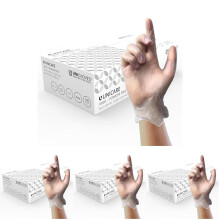 UNIGLOVES Unicare Vinyl Multipurpose Disposable Gloves, Powder Free, Latex Free, Medium Weight, Box of 100 Gloves, Clear, Size Large (GS0064) (Pack o
