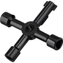 WILLBOND 4 Way Multifunction Utility Key for Water Gas Electric Box Medicine Cabinet Key Opening, Black