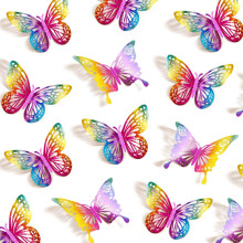UCLEVER 48pcs 3D Butterfly Wall Stickers Colorful Removable 4 Style 3 Sizes Gold for Bedrooms Festival Party Decorations