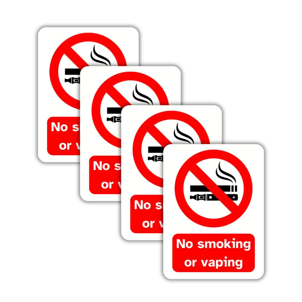 No Smoking Or Vaping Vinyl Signs, 75Mm X 100Mm, Self-Adhesive Stickers, Waterproof, Indoor/Outdoor Use, Safety Warning Sign, C&J Goods (No Smoking An 5007317732841