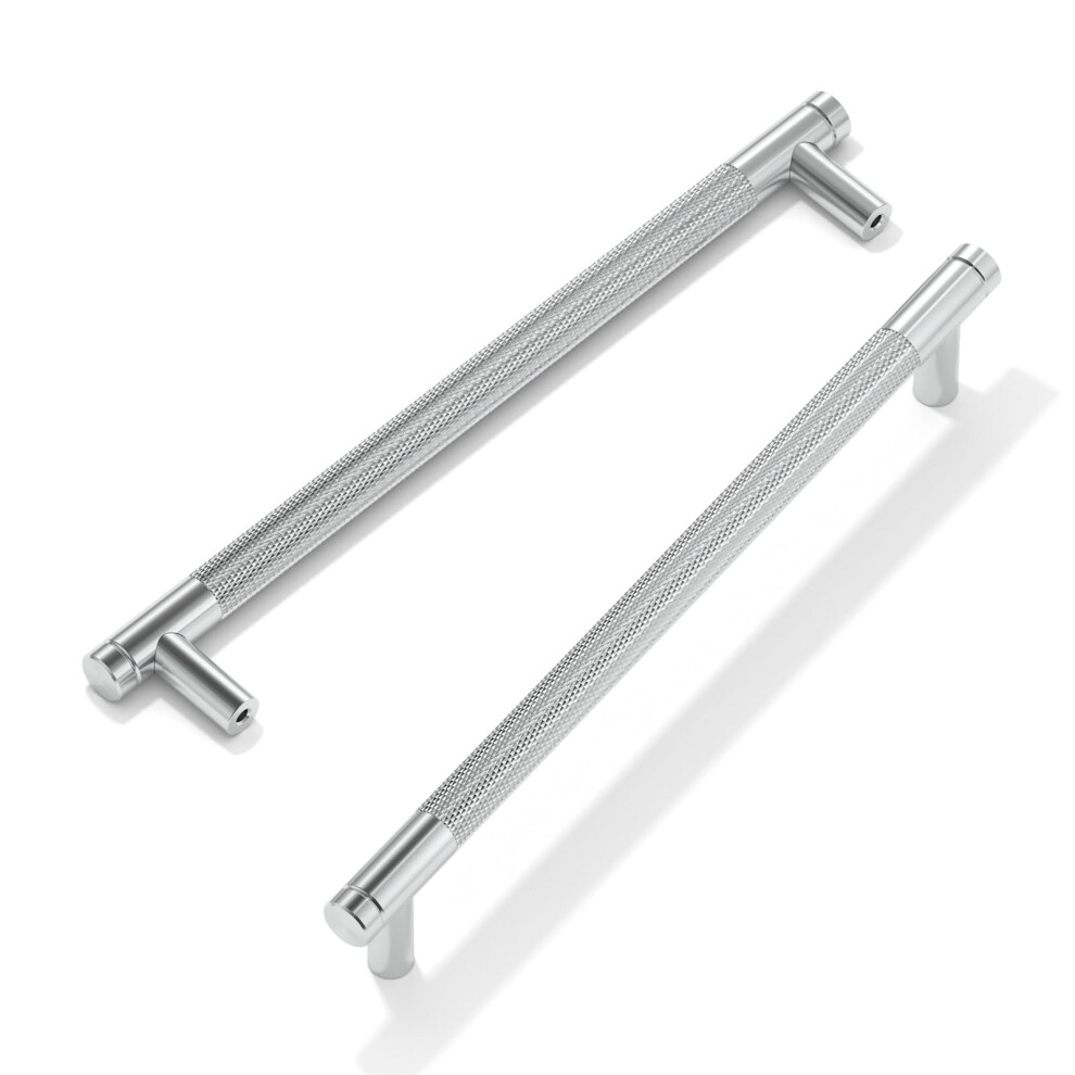 Furniware 10 Pack Brushed Satin Nickel Knurled Cabinet Handles, 192Mm(7.5 Inch) Hole Center, T-Shaped Silver Kitchen Cupboard Pulls For Drawer Dresse 5004395330402