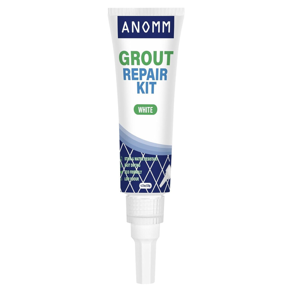 Anomm Tile Grout Repair Kit, 120Ml White Grout Reviver For Tiles, Fast Drying Filler For Restore & Renew Tile Joints, Grout Sealer For Kitchen, Bathr 5009693336767