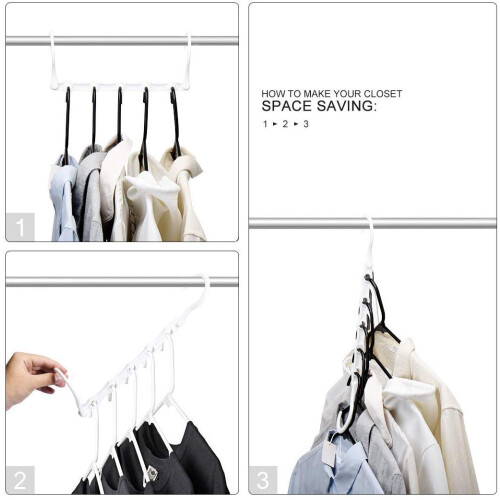 HOUSE DAY Space Saving Hangers 10 Pack, White Magic Hanger Hooks 2